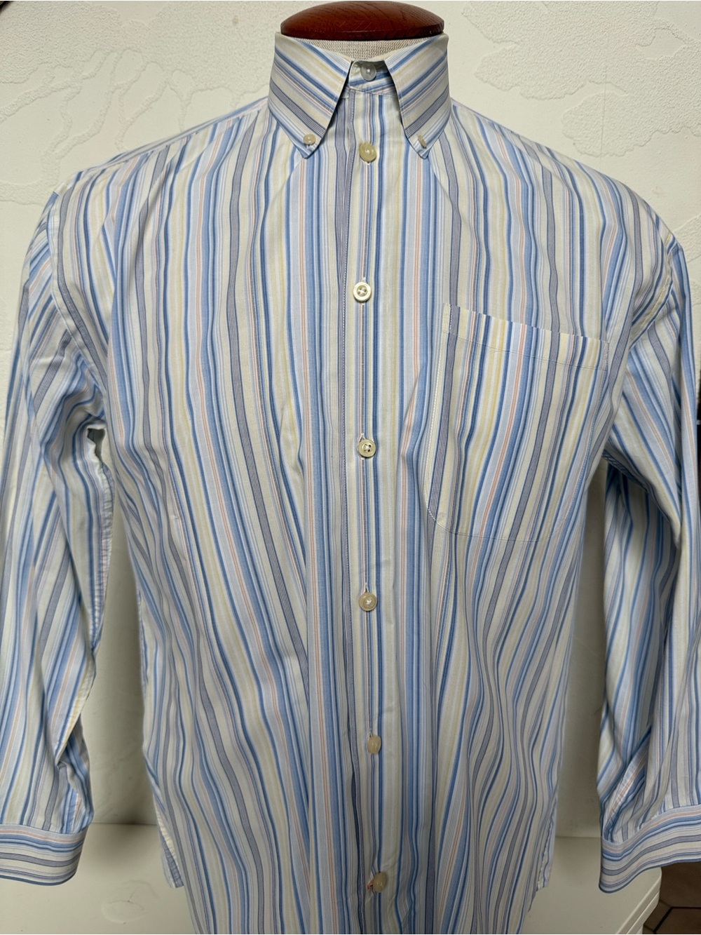 Northern Isles Classic Light Blue White Striped Button-Up Dress Shirt Size L